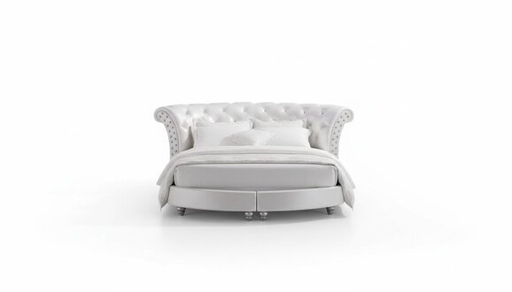 XXL Chesterfield Rundbett Bett Betten Rundes Bett Leder Polster Ehe Designer