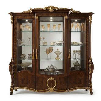 XXL Vitrine Glas Wandschrank Vitrinen Regal Barock Rokoko Stil Jugendstil