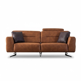 Zweisitzer Sofa 3 Sitzer Sofas Braun Kunstleder Wohnzimmer Luxus