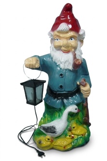 Zwerg mit Laterne Figur Garten Statue Skulptur Zwerge Skulpturen Deko