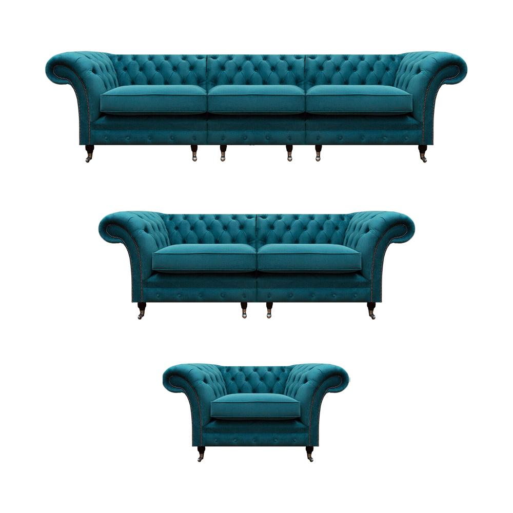 Luxus Set 3tlg Sofas PolstermÃ¶bel Sessel Couch Wohnzimmer Chesterfield