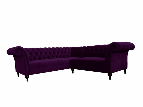 Chesterfield Ecksofa Eckcouch Designer Sofa Couch Samt Violett Ledersofa