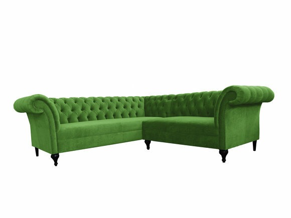 Chesterfield Ecksofa Eckcouch Designer Sofa Couch Modern Samt GrÃ¼n Ledersofa