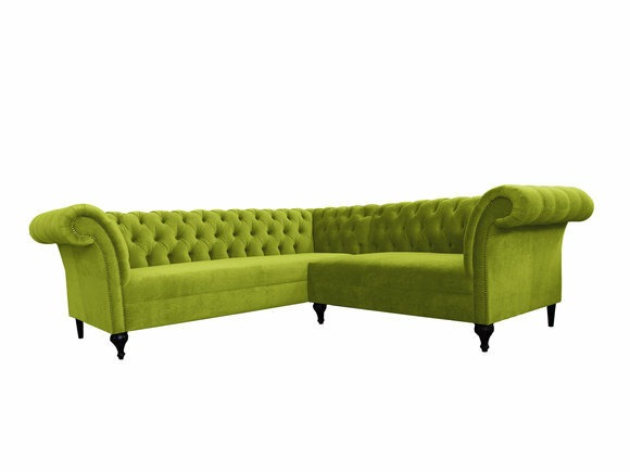 Chesterfield Ecksofa Eckcouch Designer Sofa Couch Samt HellgrÃ¼n Ledersofa