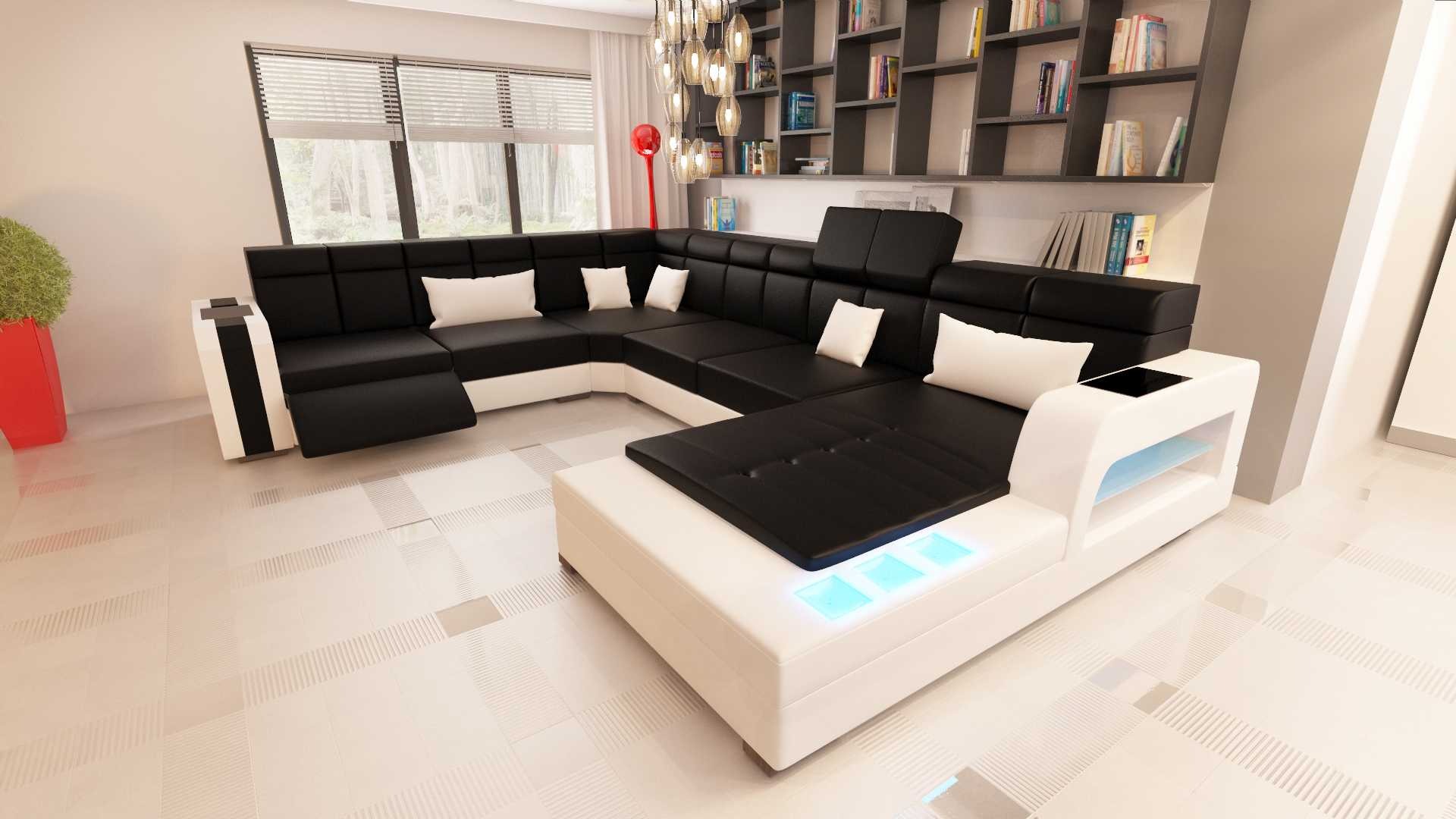 XXL Wohnlandschaft Couch Sofa Polster Garnitur GroÃ Leder Textil Stoff