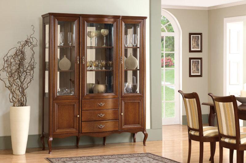 GroÃer Schrank Massiv Echtholz Rustikal Klassische Vitrine Vitrinenschrank
