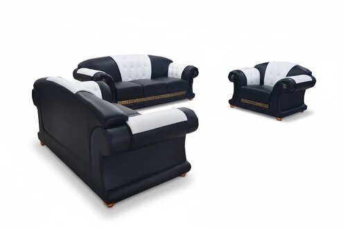 3+1 Garnitur Leder Sofa Polster Couchen Sofas Wohnlandschaft Luxus Neu Sofort