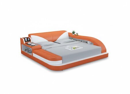 Multifunktionales orangefarbenes Doppelbett ZeitgenÃ¶ssischer Bettrahmen Betten 180x200cm Sofort