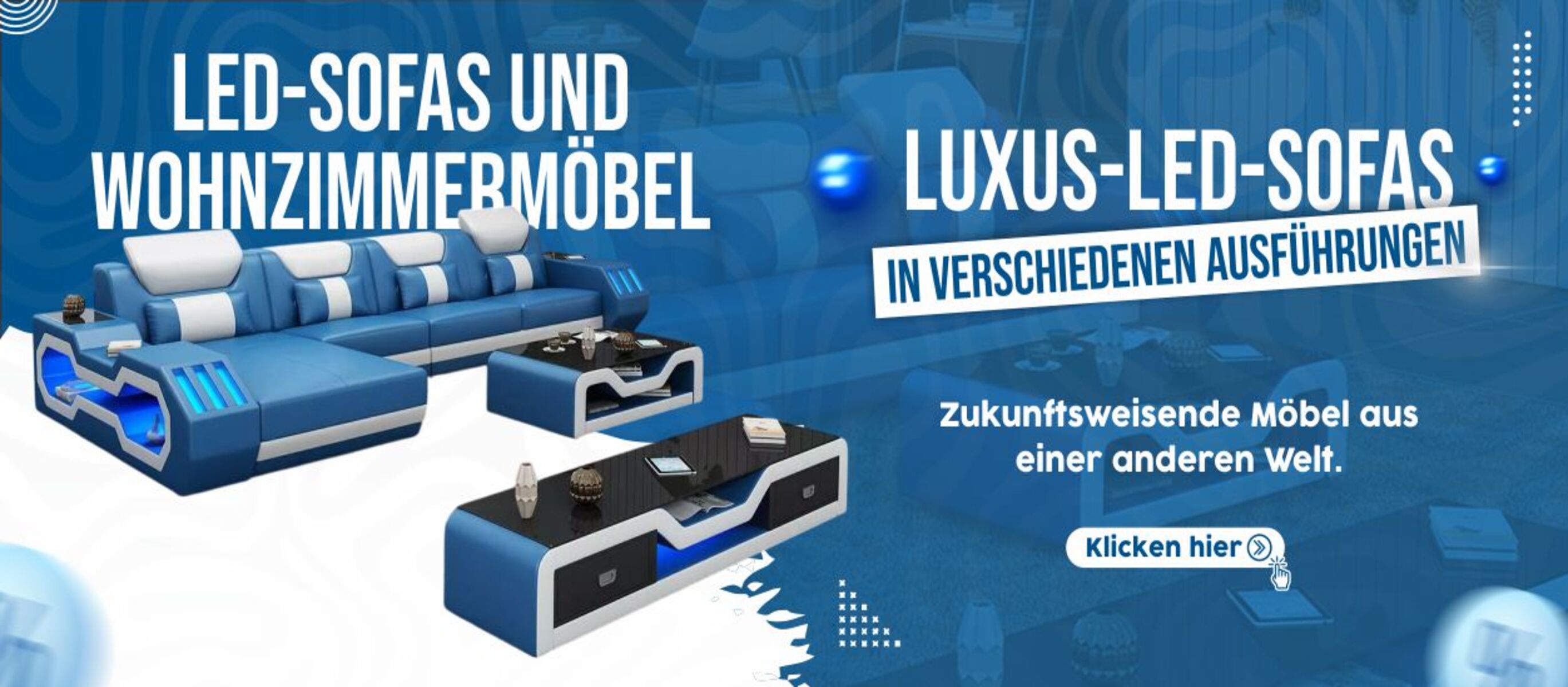 LED Sofas und Wohnzimmermoebel: Moderne Sofas mit Beleuchtung von jvmoebel